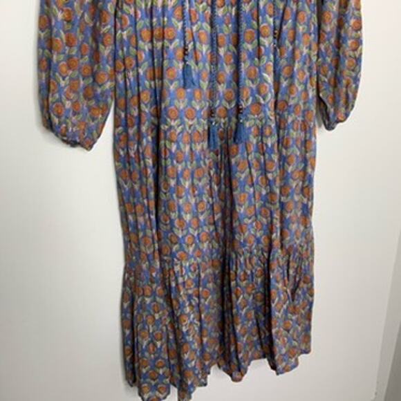 Emerson Fry India Collection Heirloom Maxi Dress Wednesday Flower Blues Womens - Picture 6 of 16